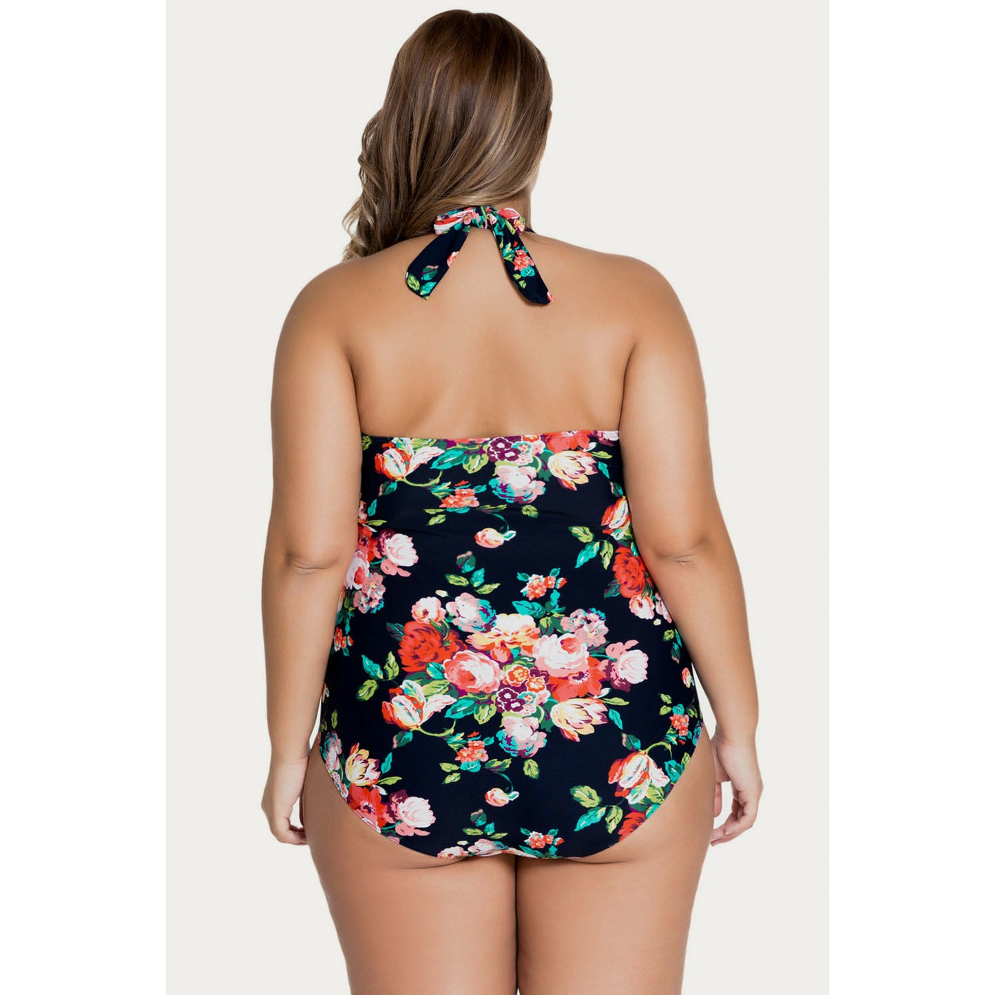 Haltered Plus size Floral 1 piece Swimsuit