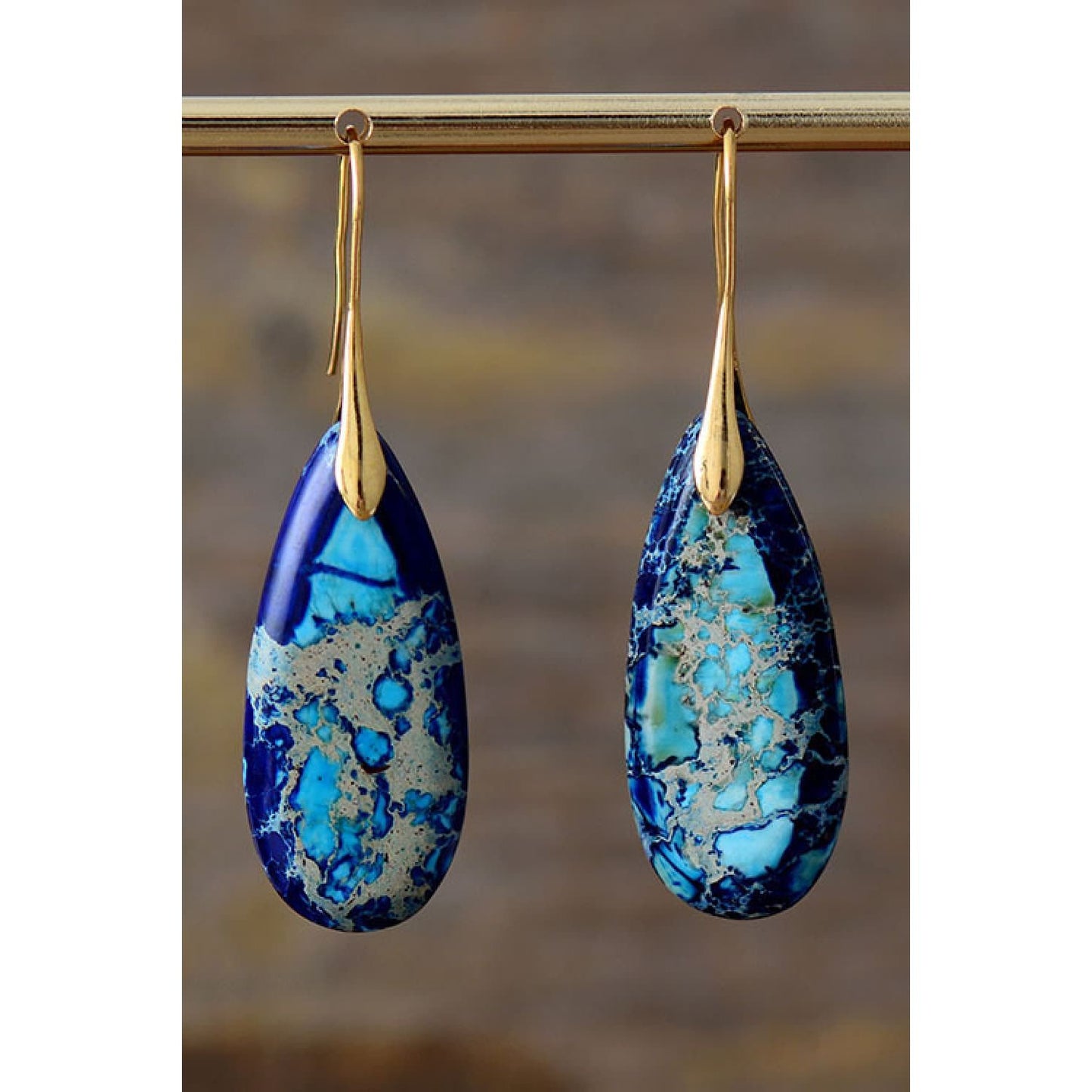 Handmade Teardrop Shape Natural Stone Dangle Earrings