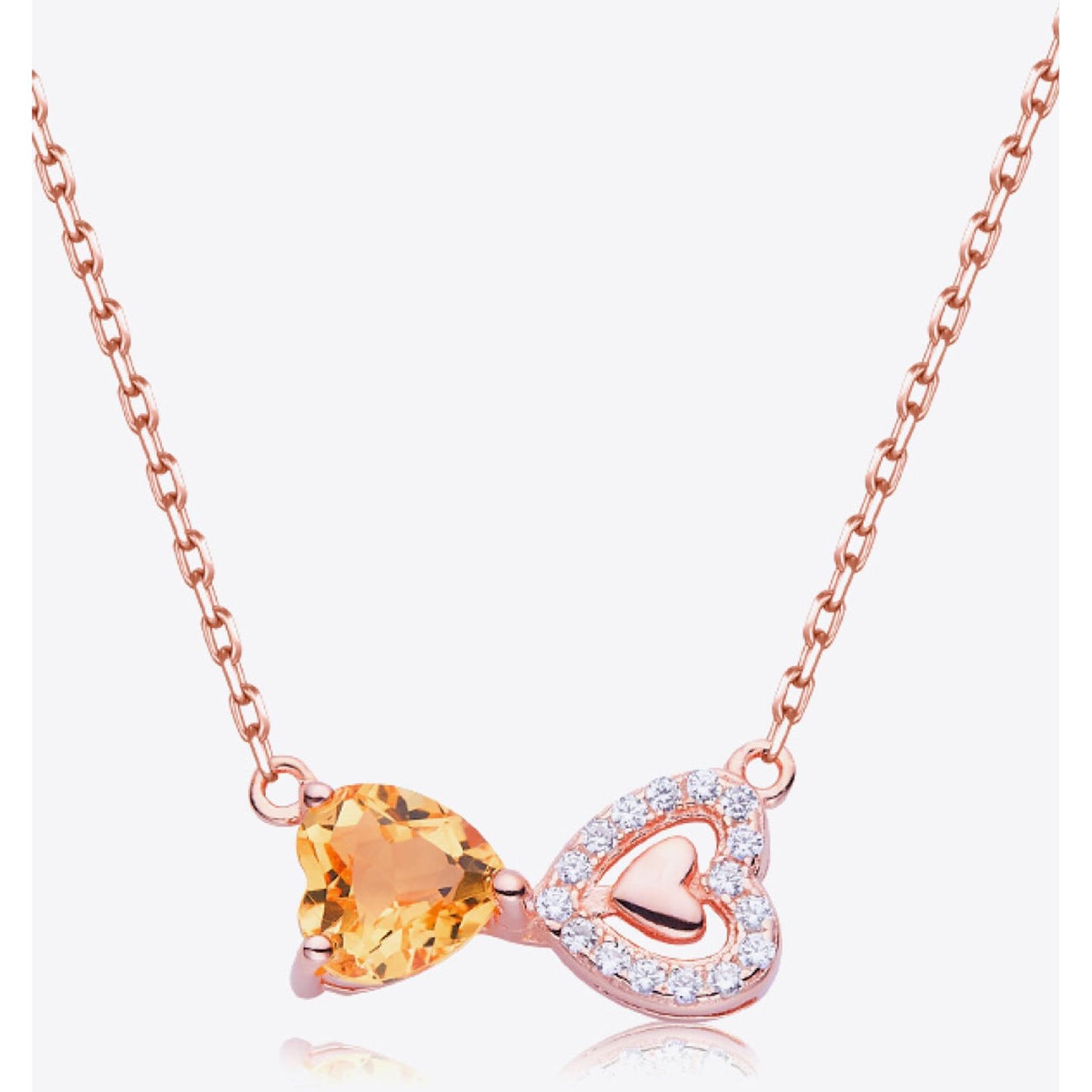 Citrine Heart 925 Sterling Rose Gold Necklace