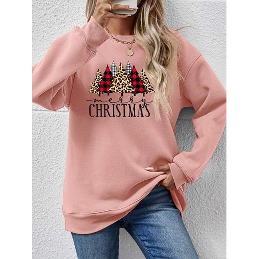 MERRY CHRISTMAS Round Neck Long Sleeve Sweatshirt