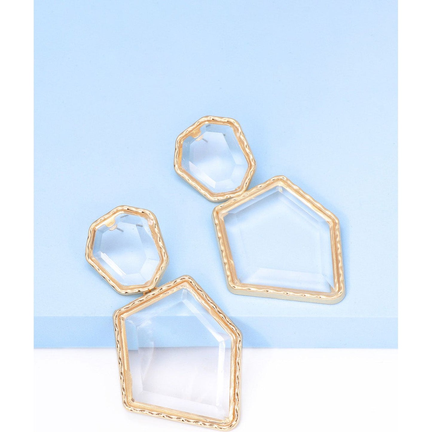 Geometrical Shape Zinc Alloy Frame Resin Dangle Earrings