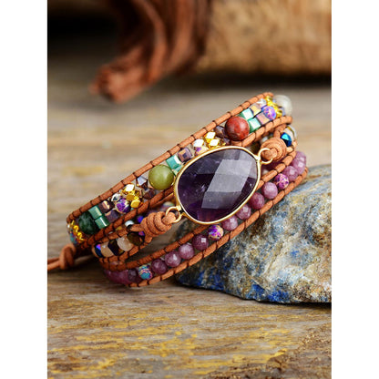 Triple-Layer Exotic Amethyst Bracelet