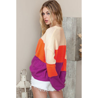 Round Neck Color Block Sweater