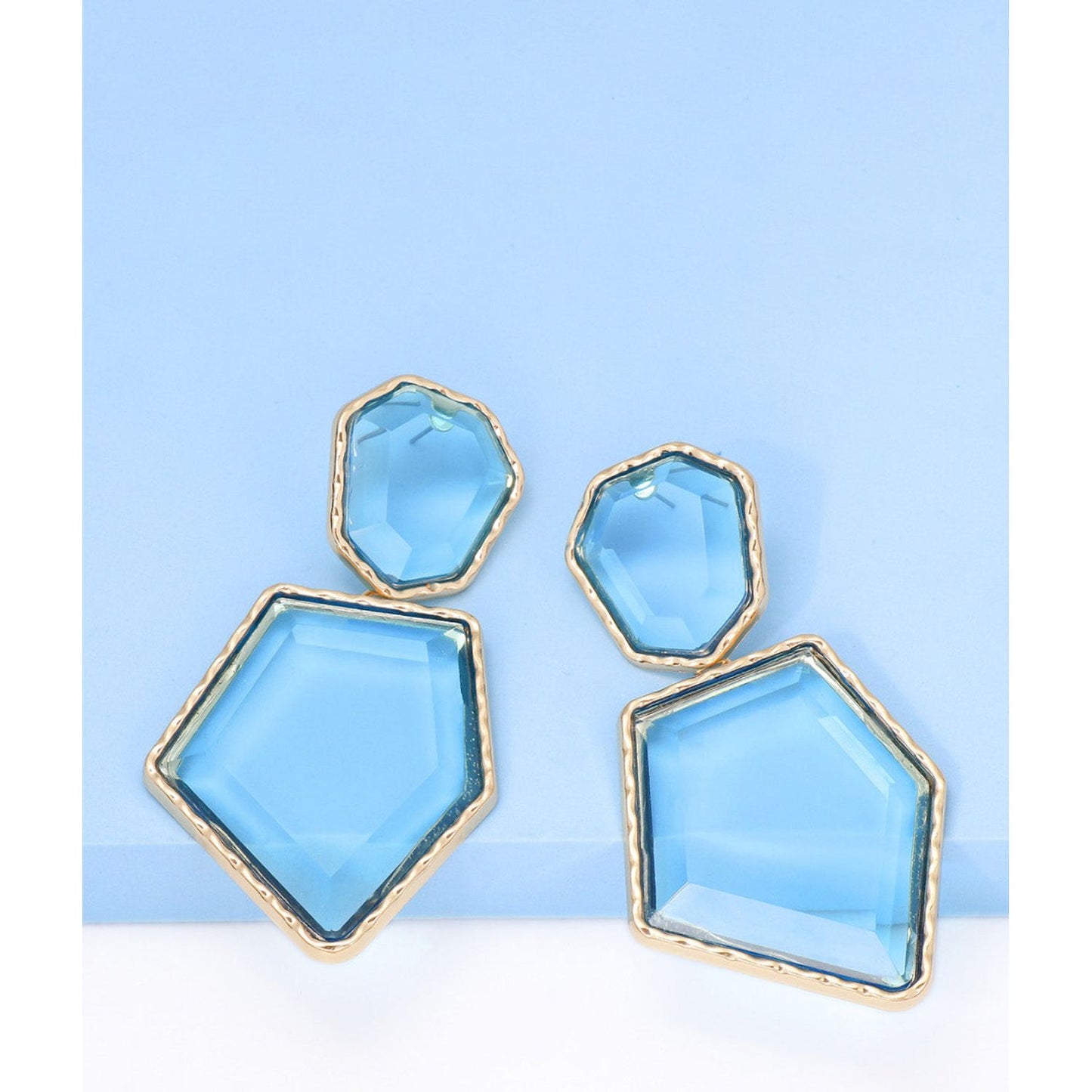 Geometrical Shape Zinc Alloy Frame Resin Dangle Earrings