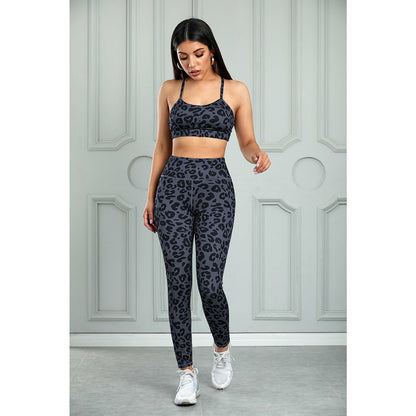 Ensemble soutien-gorge de sport et legging léopard