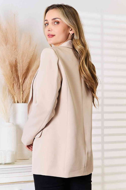 DOUBLE TAKE Shawl Collar Long Sleeve Blazer