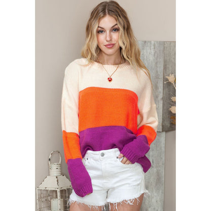 Round Neck Color Block Sweater