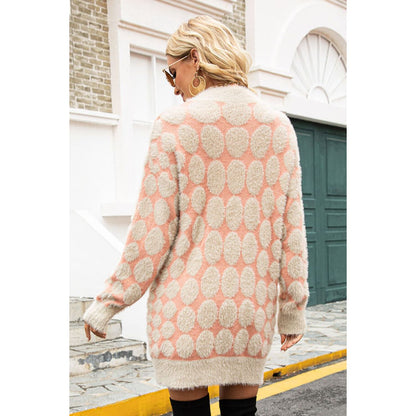 Geometric Open Front Fuzzy Cardigan