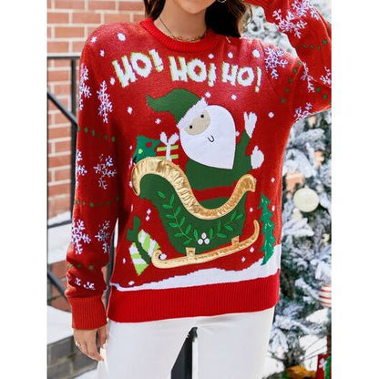 Santa Round Neck Long Sleeve Sweater