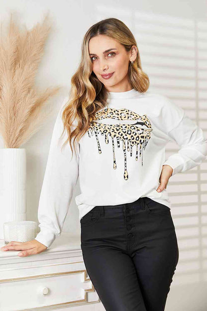 SIMPLY LOVE Graphic Dropped Shoulder Round Neck Sweatshirt