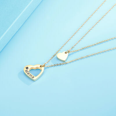 Stainless Steel Cutout Heart Double-Layered Necklace