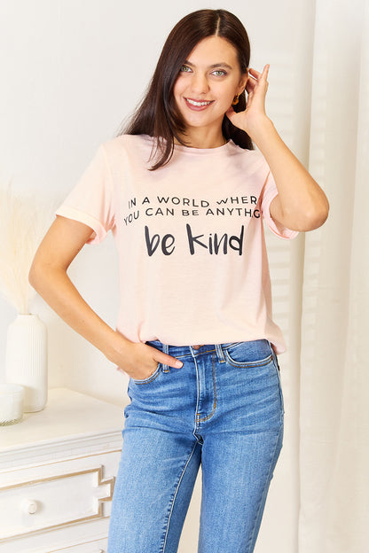 SIMPLY LOVE Slogan Graphic Cuffed T-Shirt