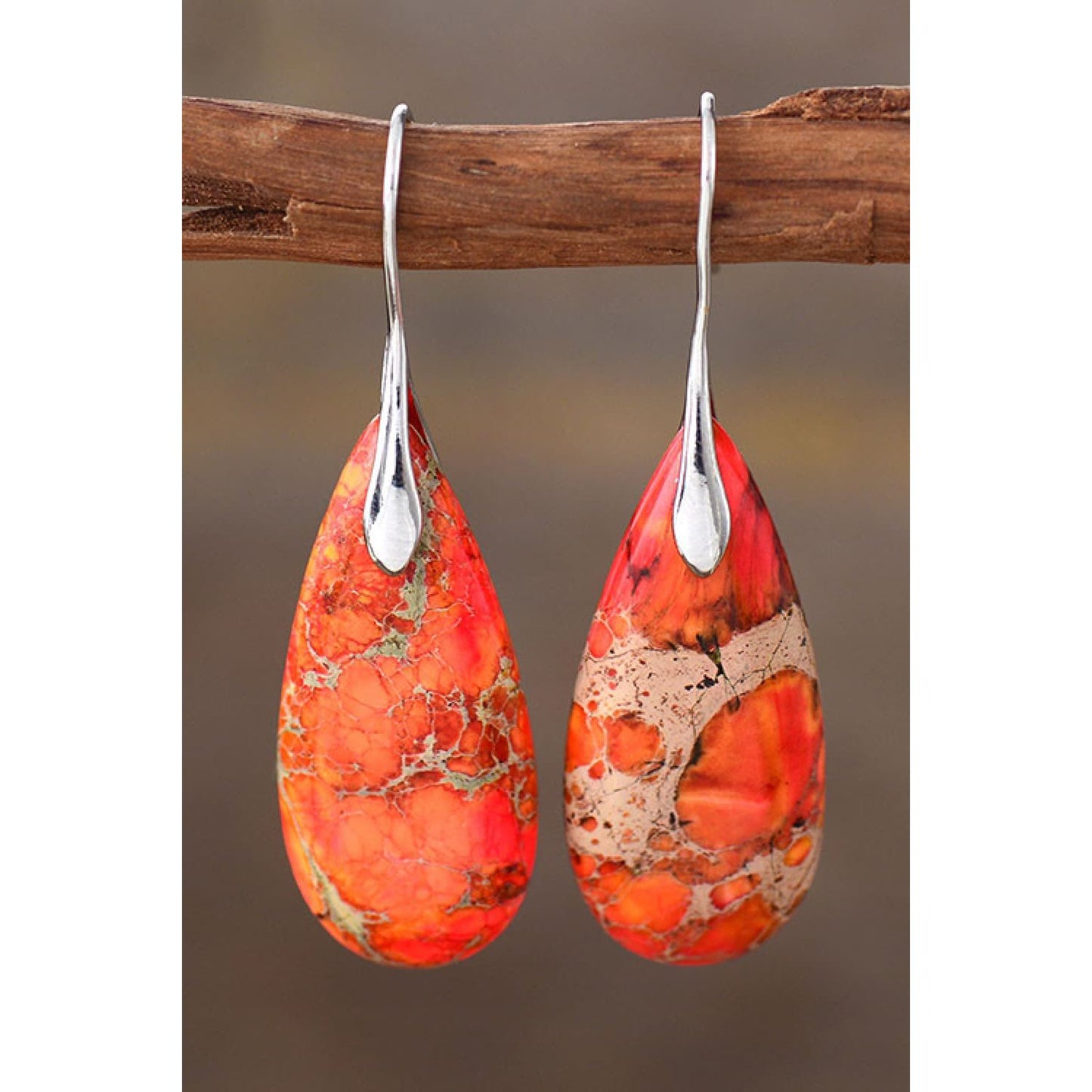 Handmade Teardrop Shape Natural Stone Dangle Earrings