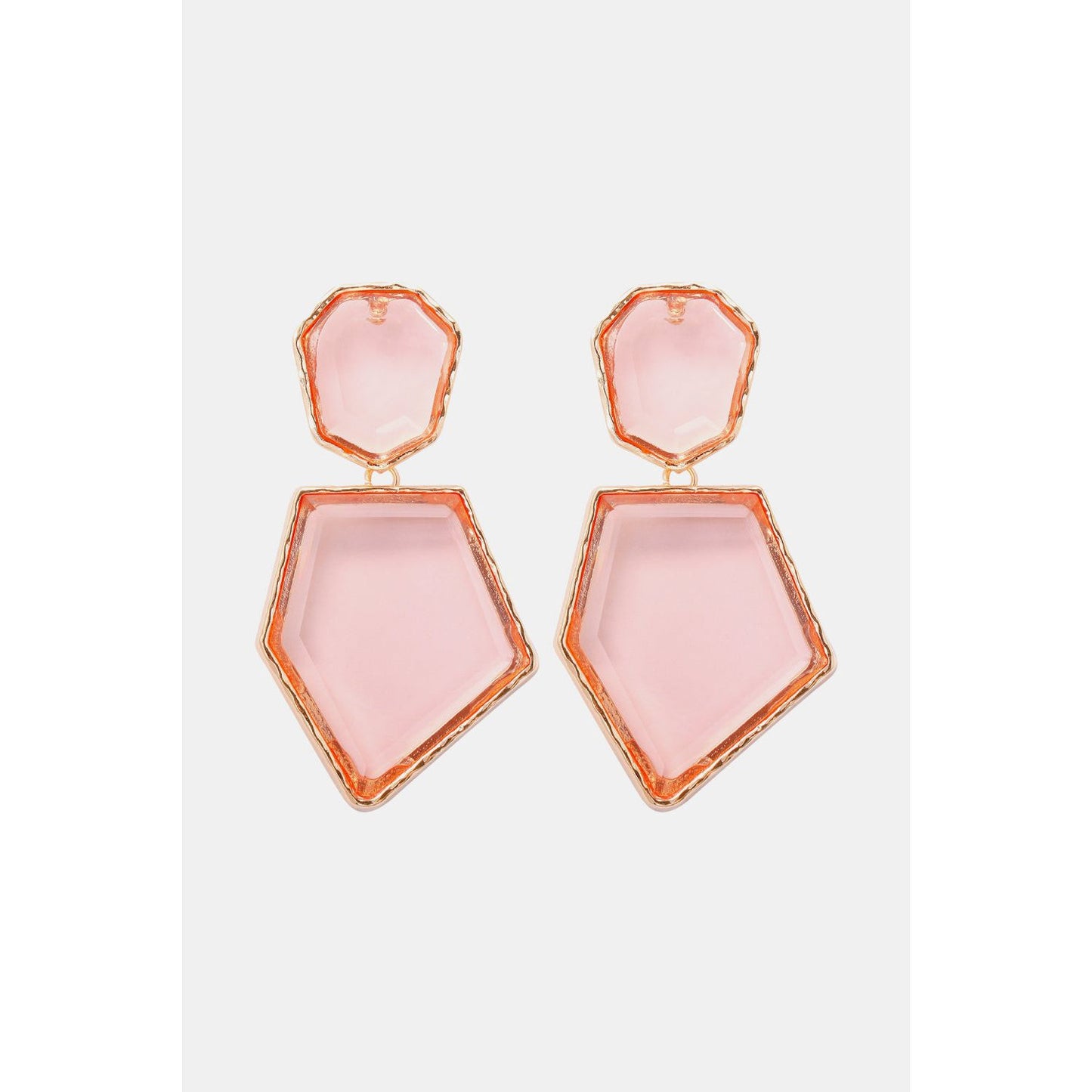 Geometrical Shape Zinc Alloy Frame Resin Dangle Earrings