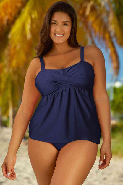 Full Size Adjustable Strap Tankini Set/ S-3XL