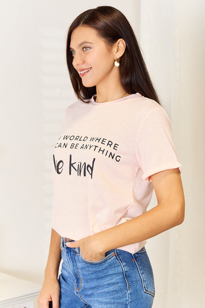 SIMPLY LOVE Slogan Graphic Cuffed T-Shirt