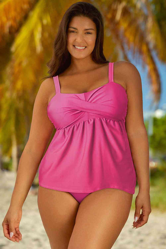 Full Size Adjustable Strap Tankini Set/ S-3XL