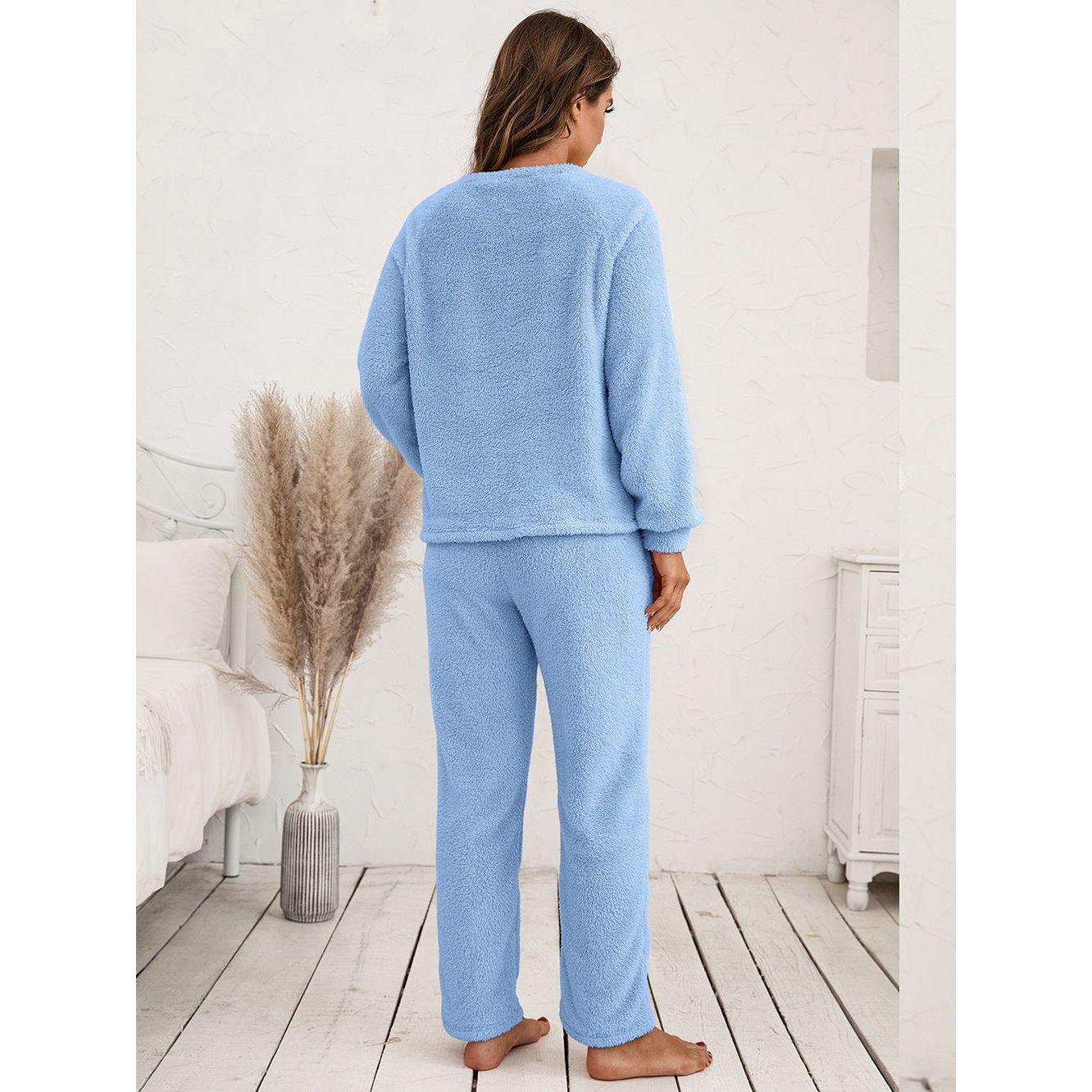 Teddy Long Sleeve Top and Pants Lounge Set