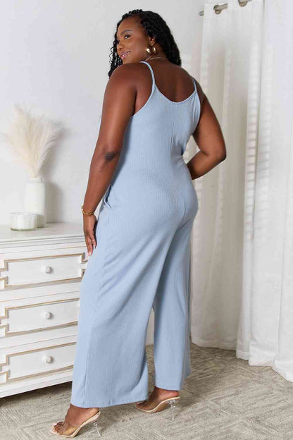 BASIC BAE Full Size Spaghetti Strap V-Neck Jumpsuit