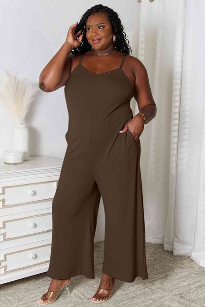 BASIC BAE Full Size Spaghetti Strap V-Neck Jumpsuit