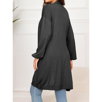 Dropped Shoulder Open Front Longline Cardigan