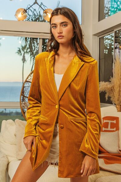 BiBi Single-Breasted Marigold Long Sleeve Blazer