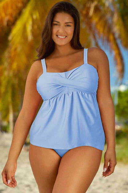 Full Size Adjustable Strap Tankini Set/ S-3XL