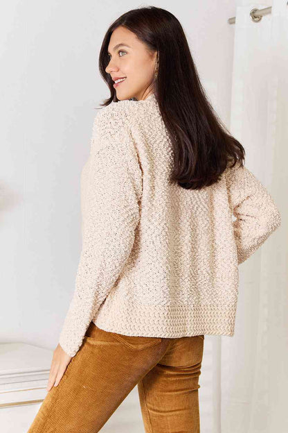 DOUBLE TAKE Cream Open Front Long Sleeve Cardigan