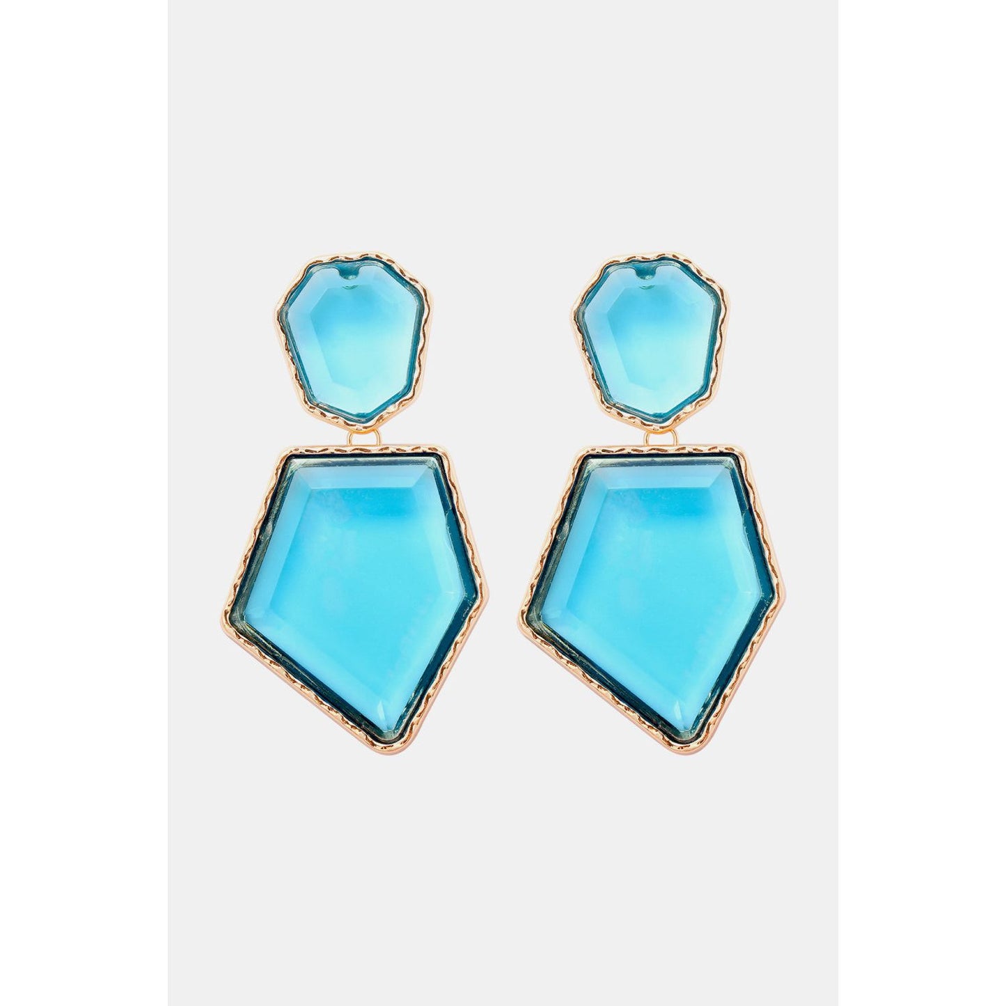 Geometrical Shape Zinc Alloy Frame Resin Dangle Earrings