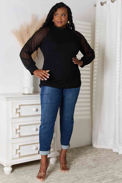 DOUBLE TAKE Black Round Neck Raglan Sleeve Blouse