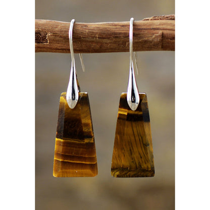 Handmade Geometrical Shape Natural Stone Dangle Earrings