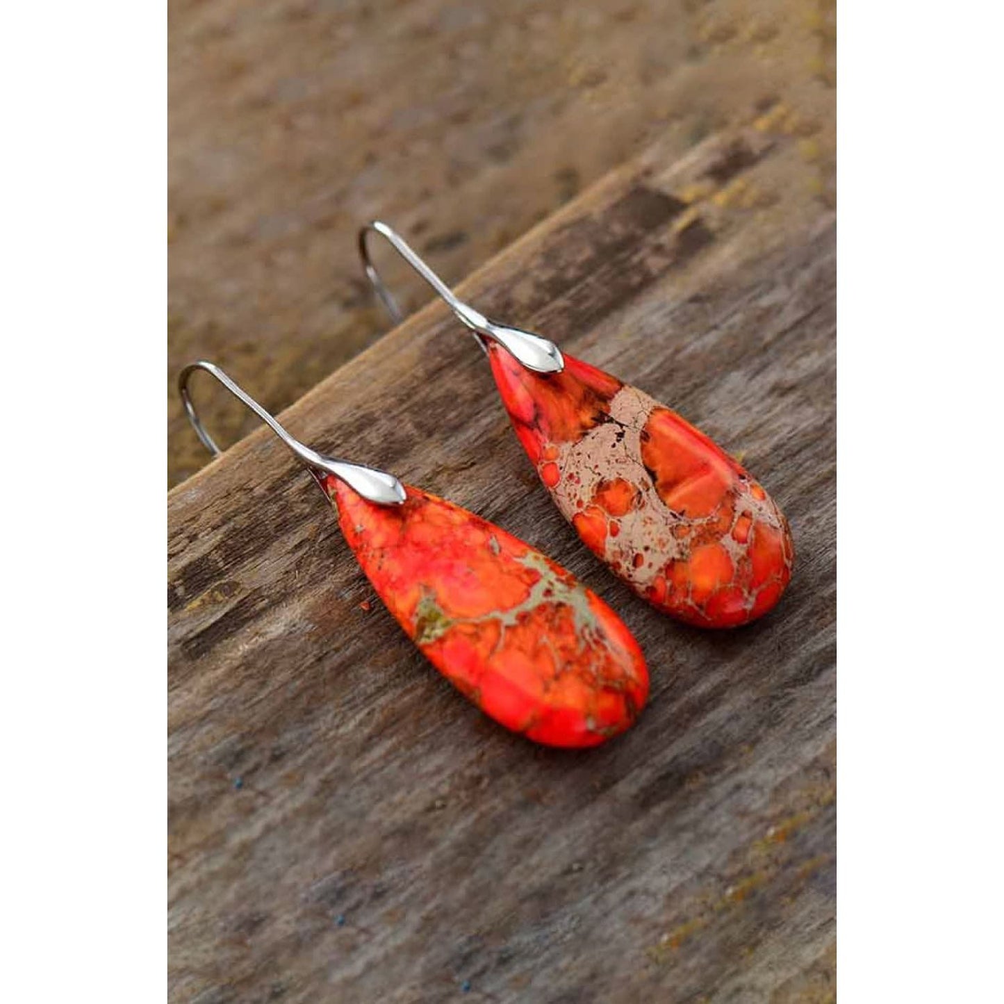 Handmade Teardrop Shape Natural Stone Dangle Earrings