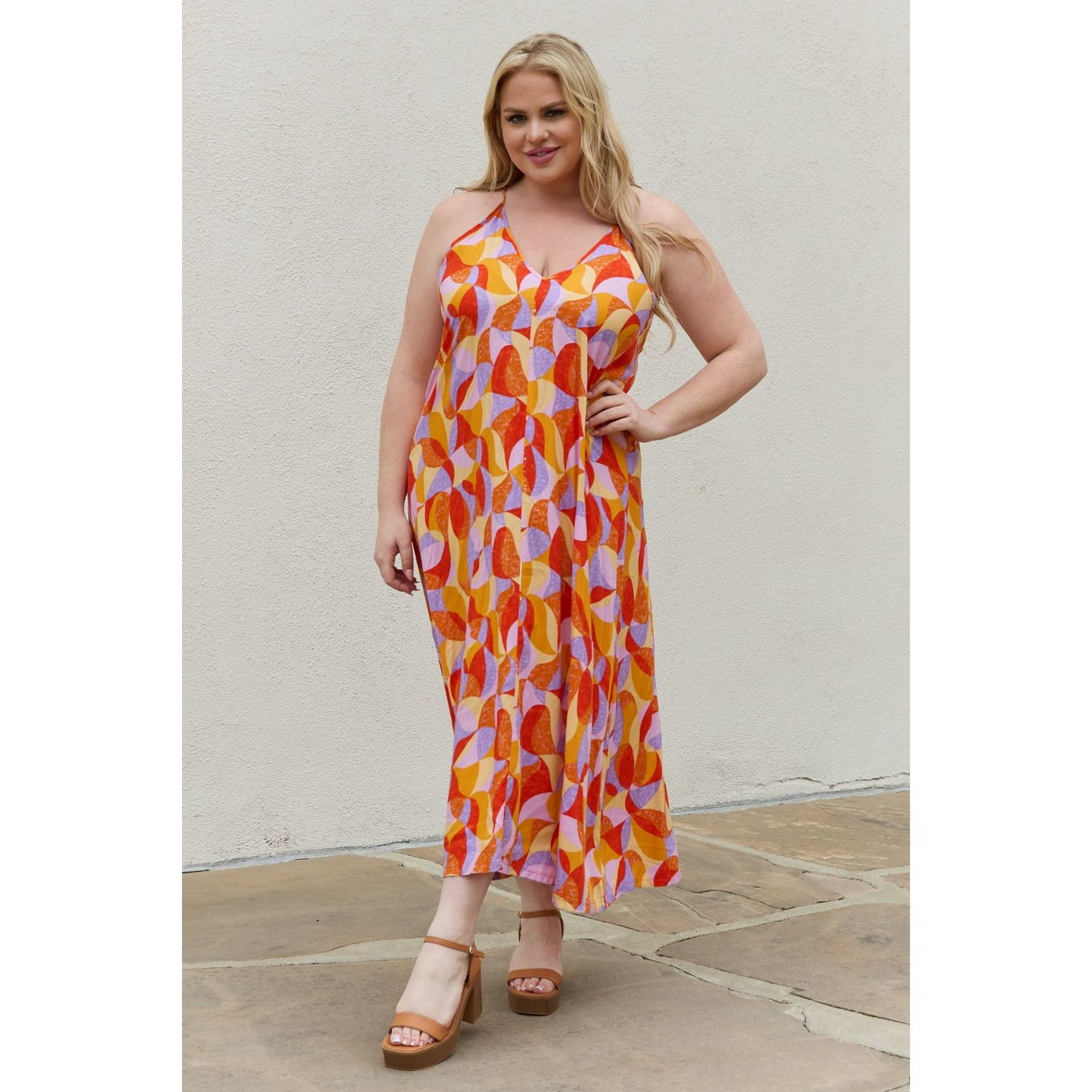 And The Why Full Size Printed Sleeveless Maxi Dress