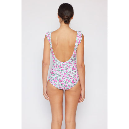 MARINA WEST SWIM Full Size Float On Ruffle Faux Wrap One-Piece in Roses Off-White