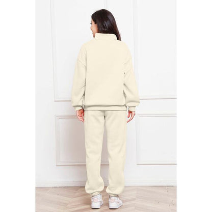 Half Zip Long Sleeve Sweatshirt and Pants Set