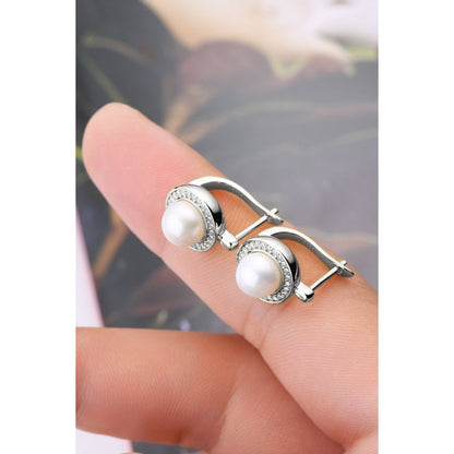 Moissanite Pearl 925 Sterling Silver Earrings