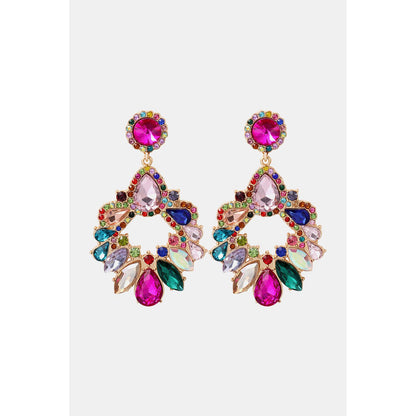 Zinc Alloy Frame Glass Stone Dangle Earrings