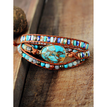 Triple-Layer Western Natural Stone Bracelet