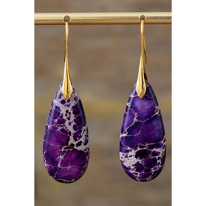 Handmade Teardrop Shape Natural Stone Dangle Earrings