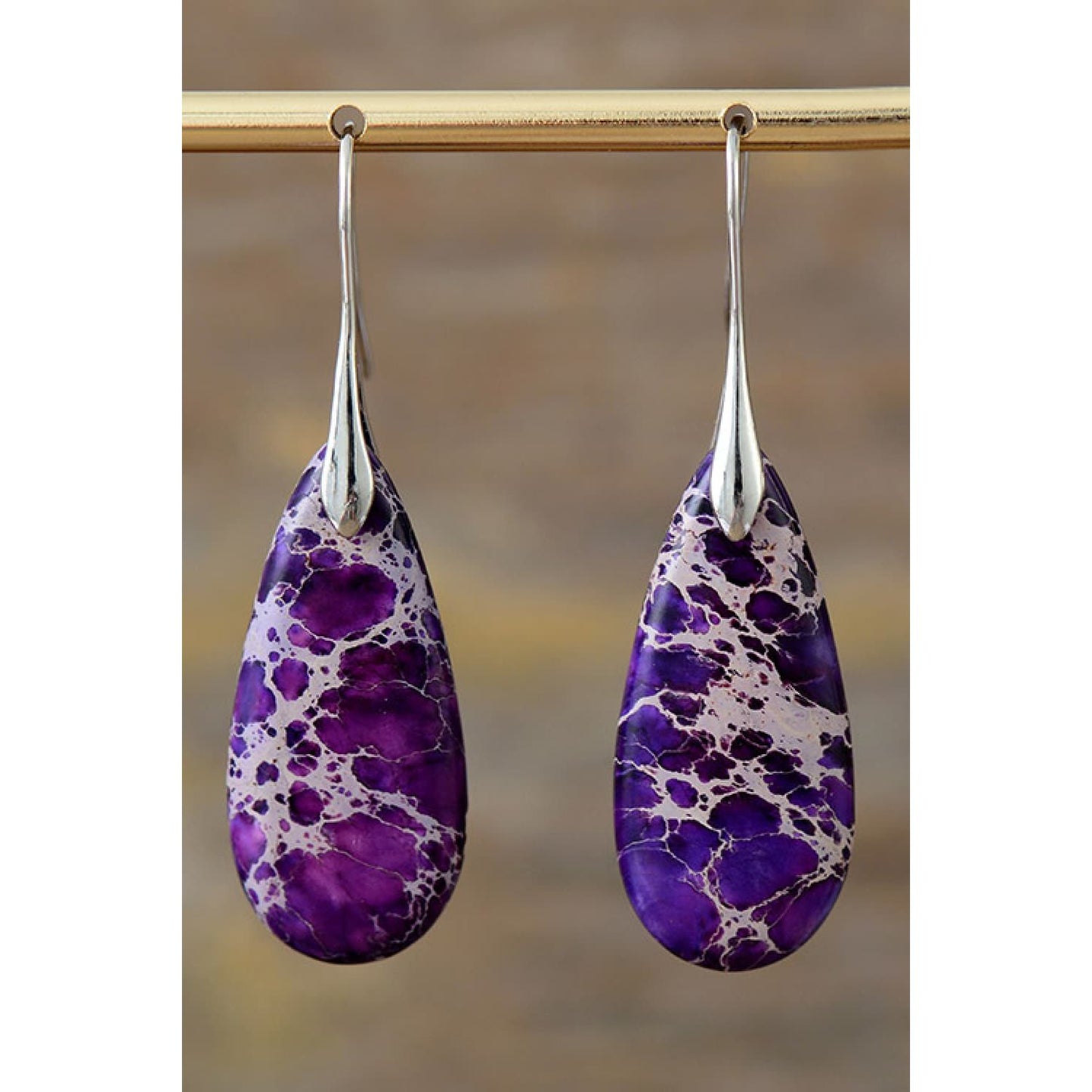 Handmade Teardrop Shape Natural Stone Dangle Earrings