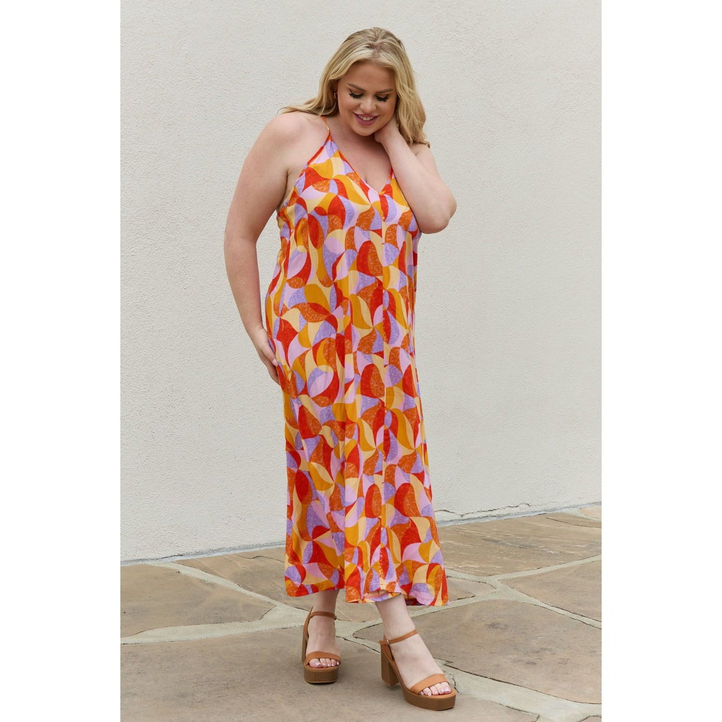 And The Why Full Size Printed Sleeveless Maxi Dress