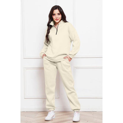 Half Zip Long Sleeve Sweatshirt and Pants Set