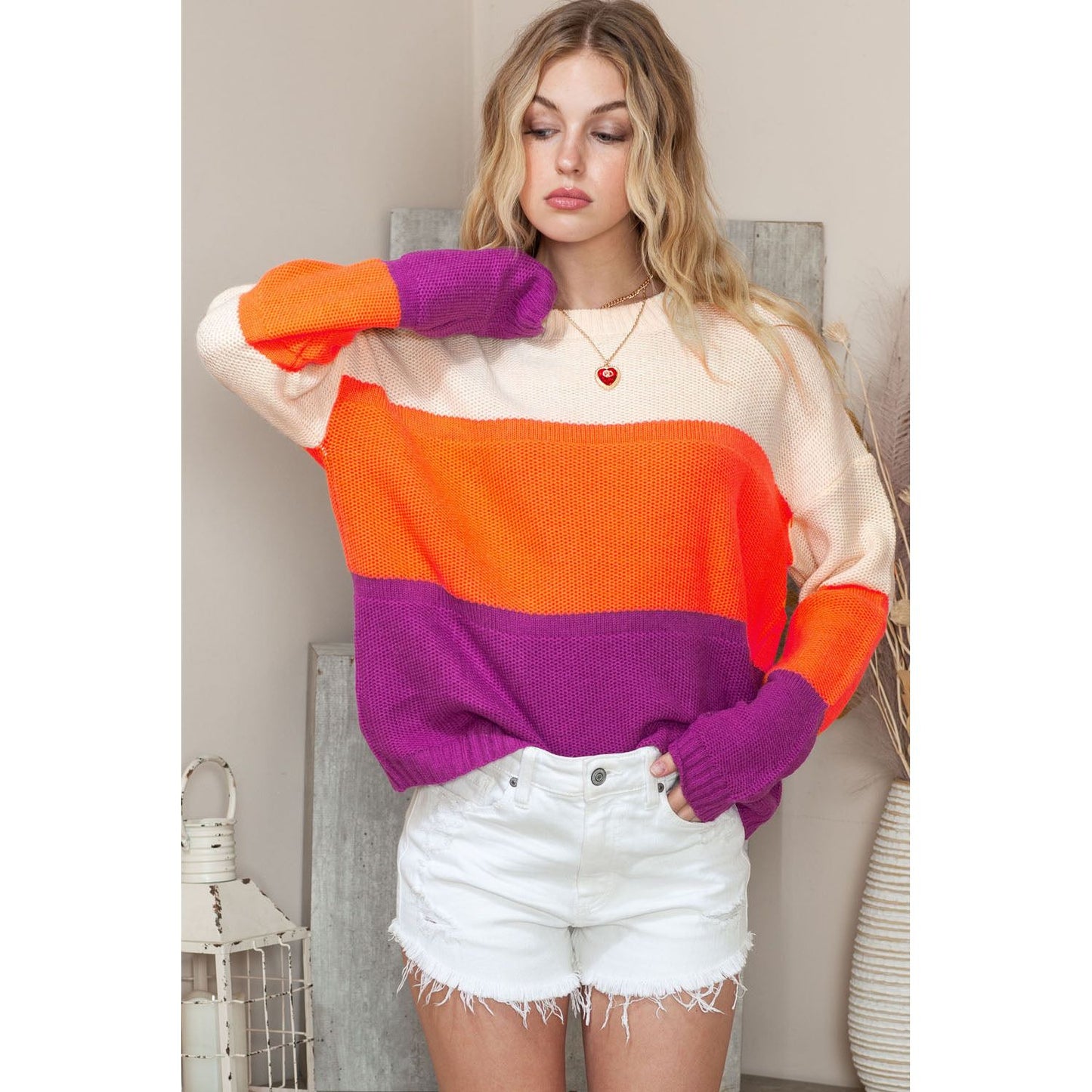 Round Neck Color Block Sweater