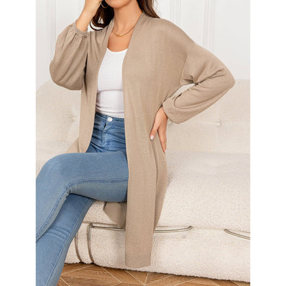 Dropped Shoulder Open Front Longline Cardigan