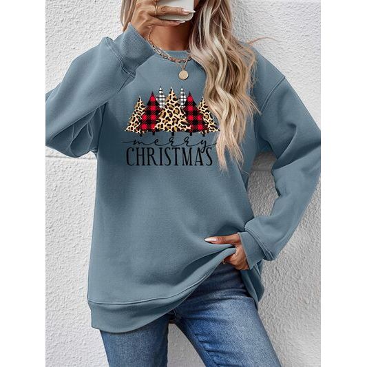 MERRY CHRISTMAS Round Neck Long Sleeve Sweatshirt