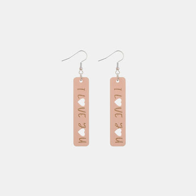 Heart Cutout Wooden Dangle Earrings