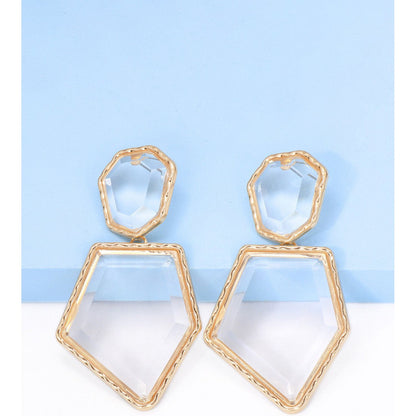 Geometrical Shape Zinc Alloy Frame Resin Dangle Earrings