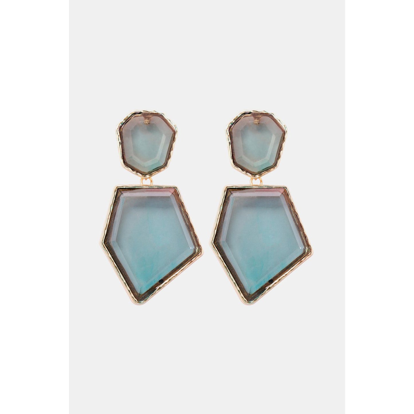 Geometrical Shape Zinc Alloy Frame Resin Dangle Earrings