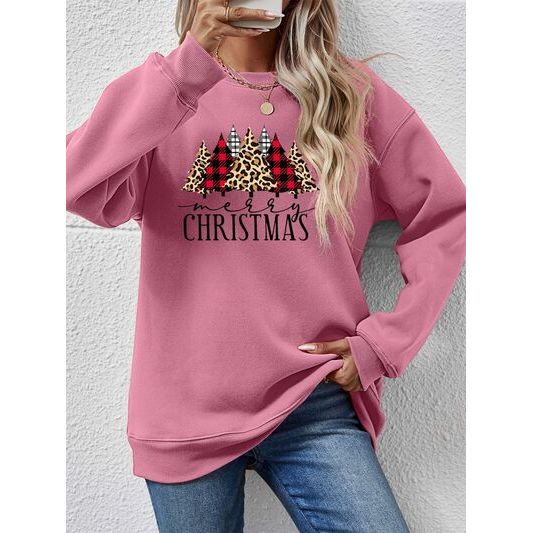 MERRY CHRISTMAS Round Neck Long Sleeve Sweatshirt