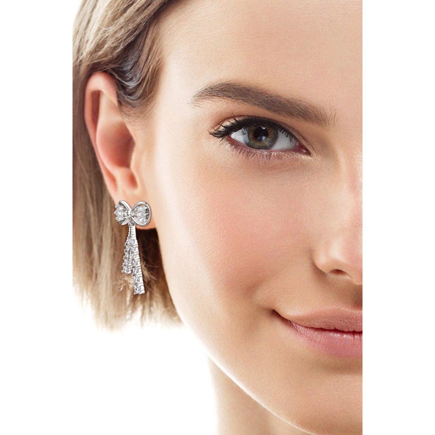 1.12 Carat Moissanite 925 Sterling Silver Bow Earrings